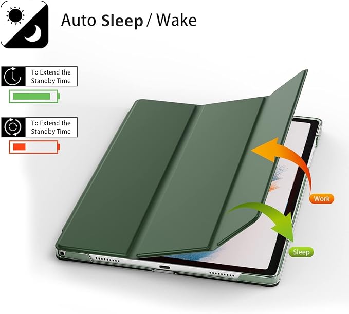 Cover for Samsung Galaxy Tab A9 Plus 11 inch Case Cover, Smart Flip Case Cover for Samsung Galaxy Tab A9+ 11 inch Translucent Back with Stylus Pen, Dark Green