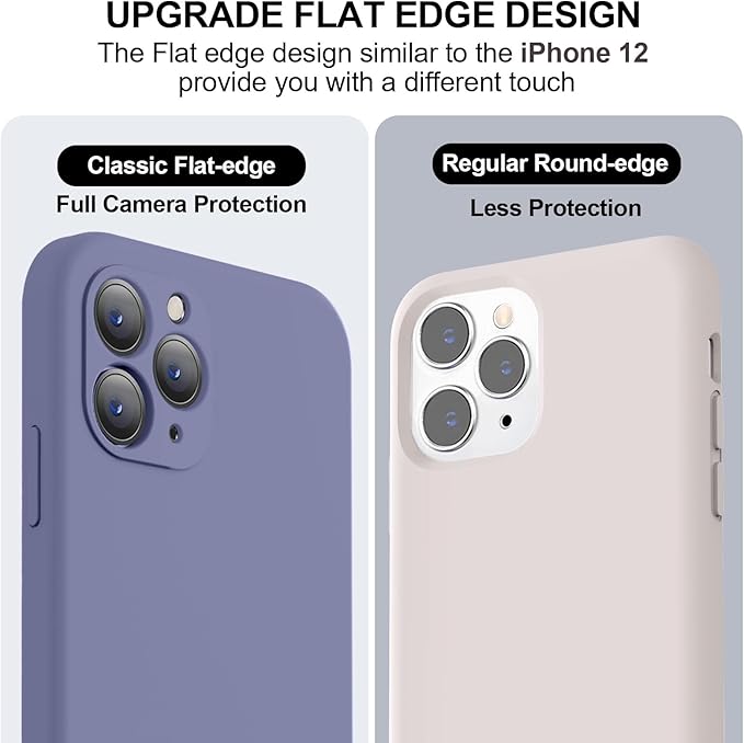 Vooii Compatible with iPhone 11 Pro Max Case, Upgraded Liquid Silicone with [Flat Edges] [Camera Protection] [Soft Anti-Scratch Microfiber Lining] Phone Case for iPhone 11 Pro Max - Lavender Grey