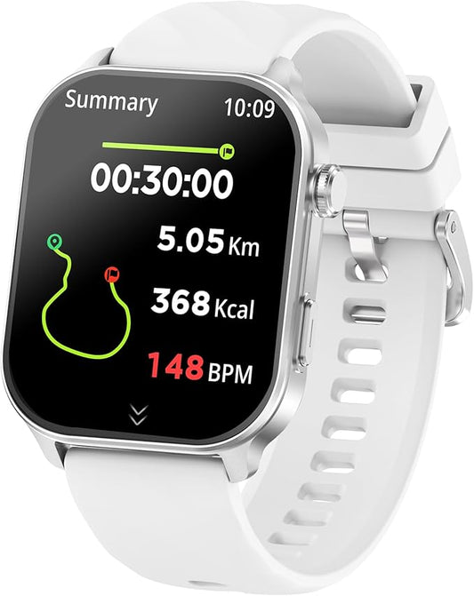 Smart Watch for Men Women Built-in GPS Fitness Tracker, 2.01" HD Touchscreen(Answer/Make Calls), 110+ Sport Modes with Heart Rate/SpO2/Sleep Monitor/, Compass, 1 ATM Waterproof, Silver Gray