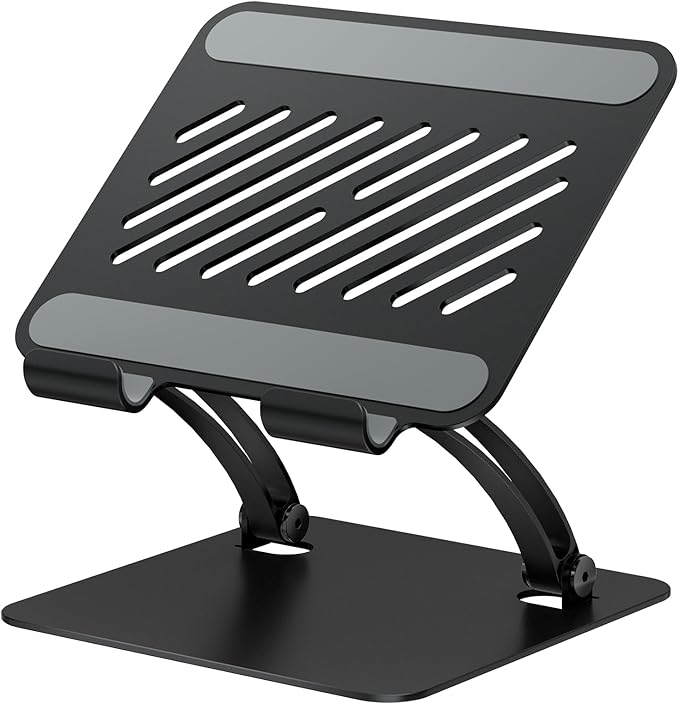 tounee Tablet Holder Stand, Dual Rod Adjustable Aluminum Desktop Stand, Compatible with 4-15.9" iPads, Surface Tablets, Portable Monitor, Kindle and More (Black)
