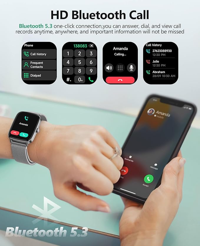 2025 Smart Watches for Women Men, 1.85" AI Voice Smartwatch, 24/7 Heart Rate Monitor, Stress/SpO2/Sleep Tracker, IP68 Waterproof, Weather, 100+ Sports Fitness Tracker for Android iOS Silver Metal