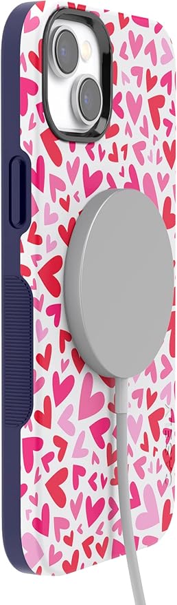 Casely iPhone 14 Case | XOXO | Pink Candy Hearts | Compatible with MagSafe | Bold Protective Design