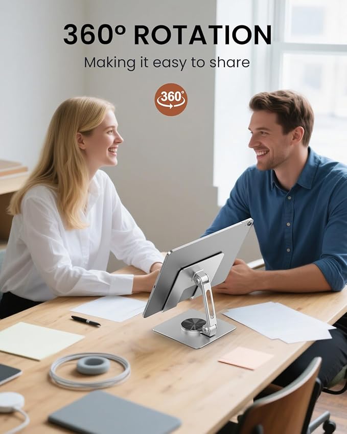 Tablet Stand 360° Rotating,Adjustable & Foldable, Super Sturdy Super Stable & Portable Tablet Holder for Office, Kitchen Compatible with iPad9.7,10.5,12.9, iPad Pro 11/12.9/13Air/Mini/Pro