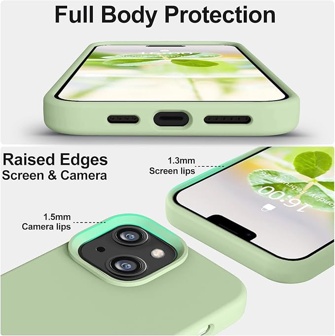 Vooii Compatible with iPhone 14 Case,[Silky Touch Premium Liquid Silicone] [Soft Anti-Scratch Microfiber Lining], Ultra Slim Shockproof Protective Case for iPhone 14 - Matcha