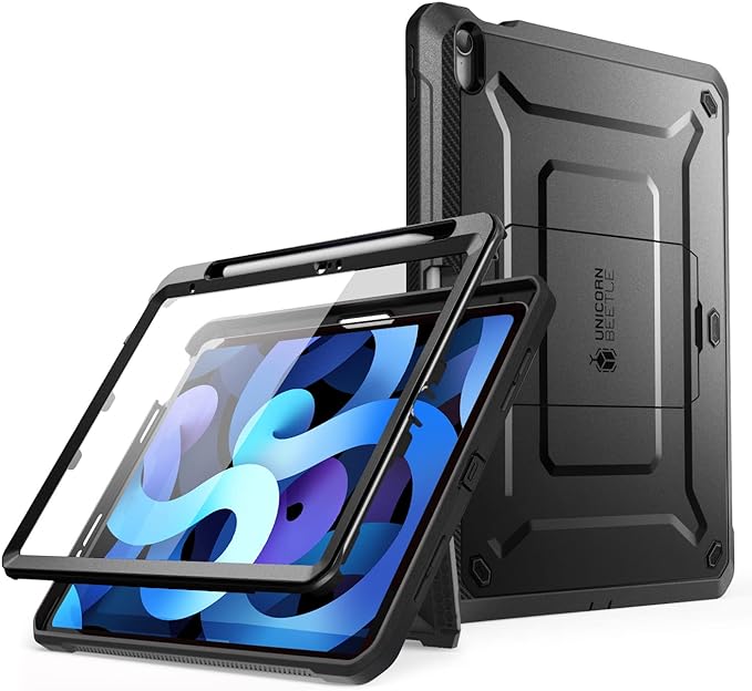 SUPCASE for iPad 11th Gen A16 Chip 11 Inch 2025 Case with Screen Protector (Unicorn Beetle Pro), [Built-in Stand & Pencil Holder] Heavy Duty Protective Cover for iPad 10th Gen 10.9 Inch 2022, Black