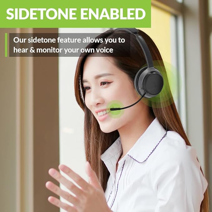 Avantree Alto 8060 aptX HD Bluetooth Headset with Smart Noise Canceling Microphone for Clear Calls even at noisy places. Sidetone Support, Wireless USB Adapter for Easy Connection with Computer Laptop