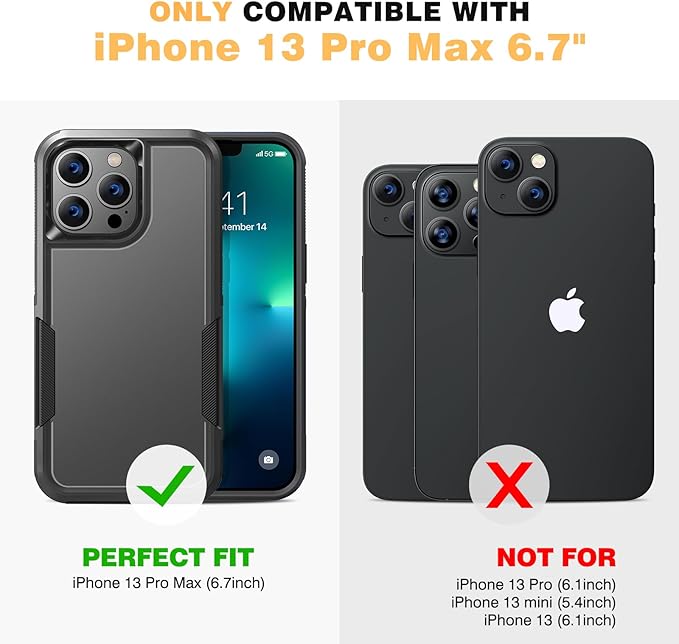 Diaclara Designed for iPhone 13 Pro Max Case, [with Privacy Screen Protector] [Anti Spy] [Military Grade Drop Protection] Heavy Duty Full-Body Shockproof Phone Case, Black