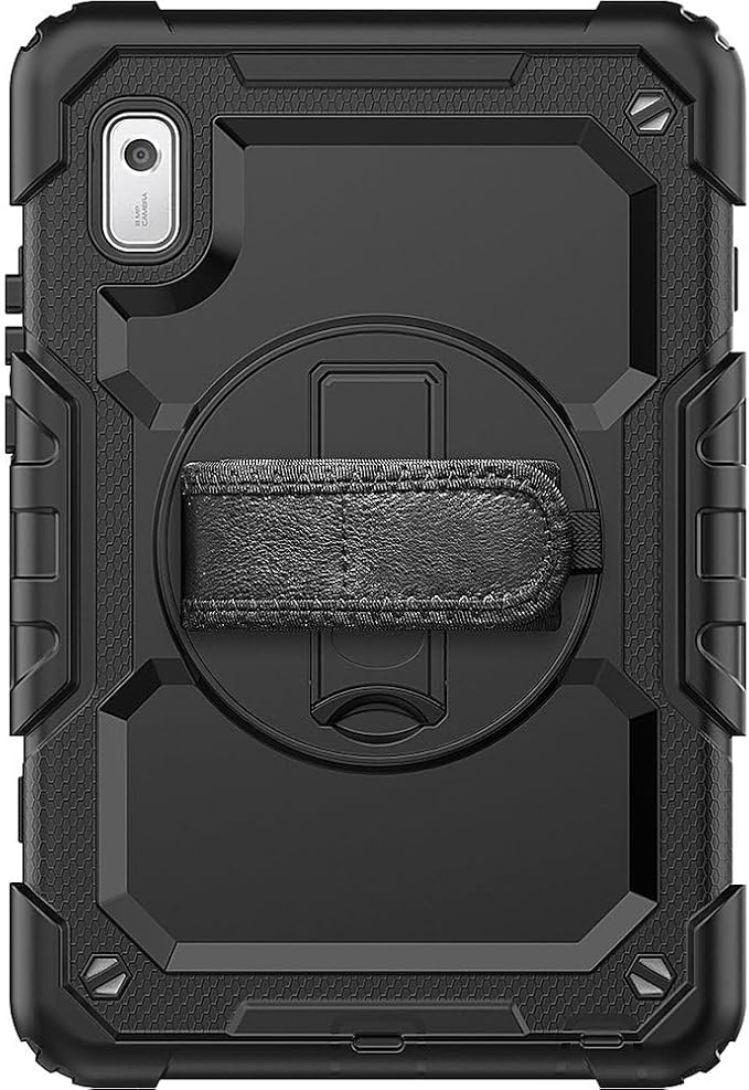 SaharaCase Defense Series Case Cover for Lenovo Tab M9 (2023) [Shockproof Bumper] Heavy Duty Rugged Protection Antislip Integrated Kickstand with HandStrap - Black