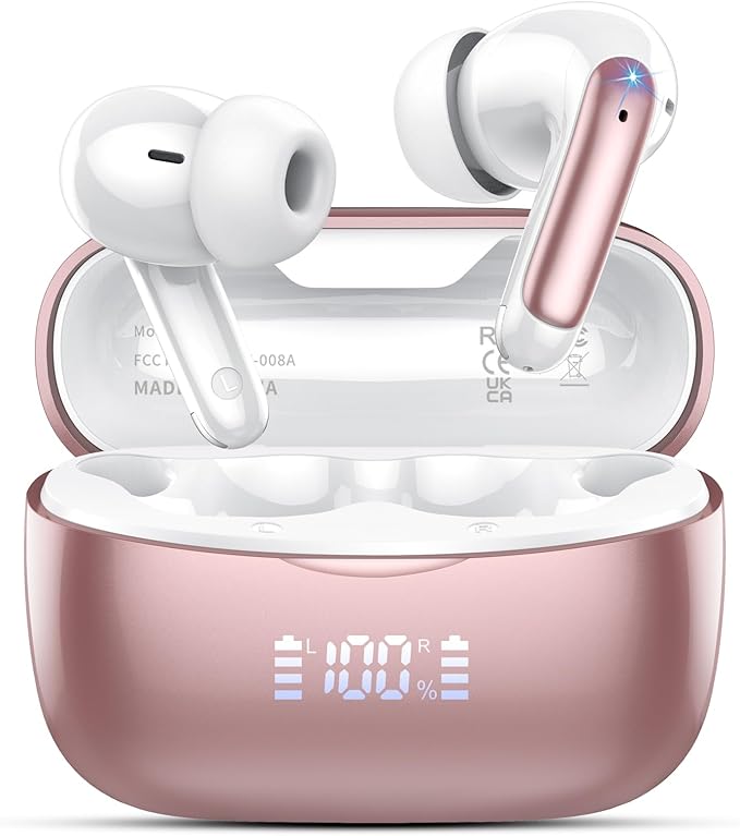 AI Translation Earbuds Real Time with Audio and Video Calls, 164 Language/7 Translation Modes Translator Earbuds Bluetooth 5.4 with APP, 48H AI Ear Buds Translator Device for Business/Learning, Gold