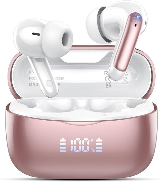 AI Translation Earbuds Real Time with Audio and Video Calls, 164 Language/7 Translation Modes Translator Earbuds Bluetooth 5.4 with APP, 48H AI Ear Buds Translator Device for Business/Learning, Gold