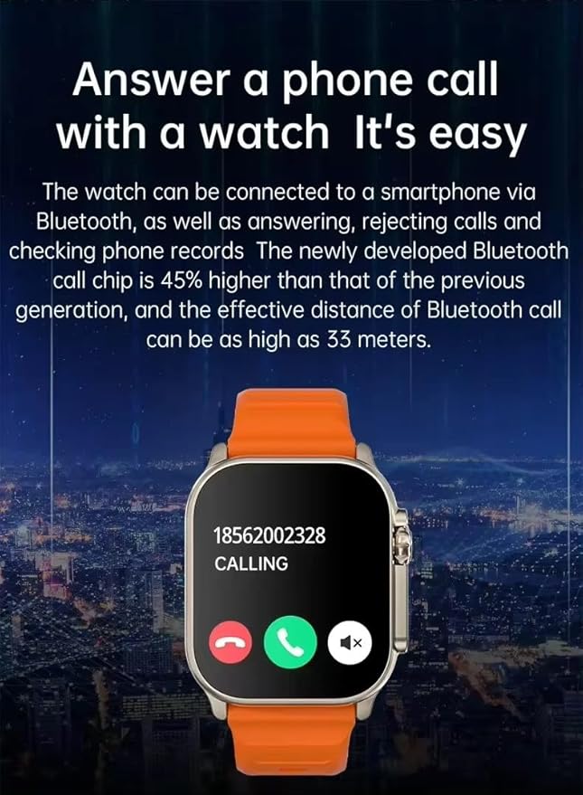Generic Marvin X 2024 Smart Watch, 2.2-inch Display, 49mm Case, Exercise/Sleep Tracking, Water Resistant, iOS/Android Compatible, Orange