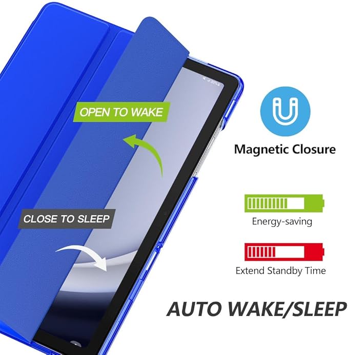 MoKo Case for Galaxy Tab A9+/A9 Plus 11 inch 2023, Slim Stand Protective Smart Cover with Hard PC Translucent Back Shell for Tab A9 Plus Tablet (SM-X210/X216/X218), Auto Wake/Sleep, Klein Blue