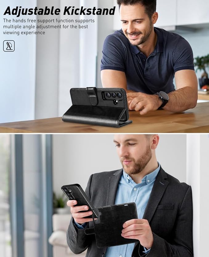 OCASE for Samsung Galaxy S24 Detachable Wallet Case with Card Holder, [2 in 1] PU Leather Flip Folio Case with RFID Blocking Magnetic Stand Removable Shockproof Phone Cover, Black