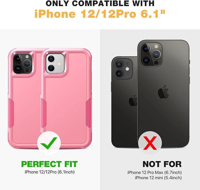 Diaclara Designed for iPhone 12 Case/iPhone 12 Pro Case, [with Privacy Screen Protector] [Anti Spy] [Military Grade Drop Protection] Heavy Duty Full-Body Shockproof Phone Case, Pink