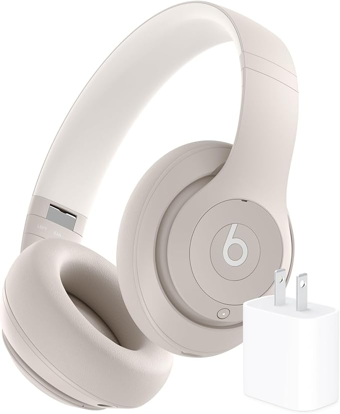 Beats Studio Pro Bluetooth Noise Cancelling Headphones with Apple 20W USB-C Power Adapter - Sandstone