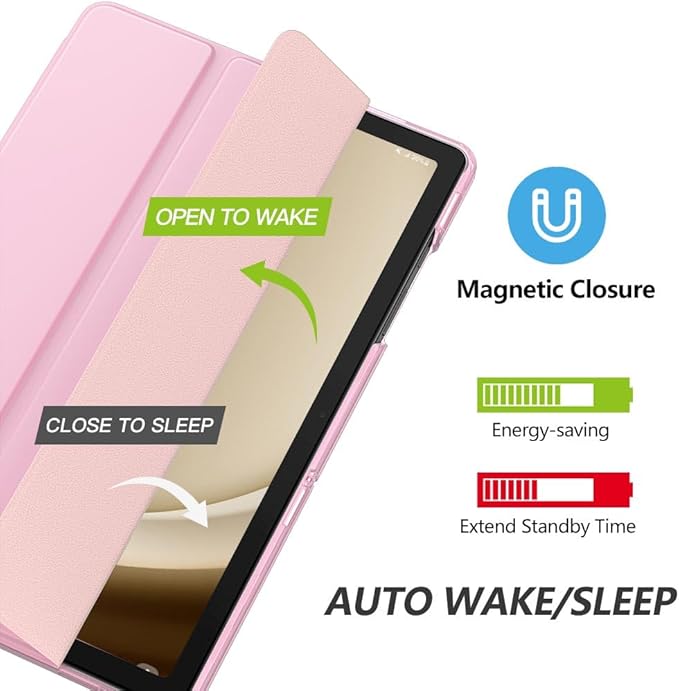 MoKo Case for Galaxy Tab A9 Plus 11 inch 2023, Slim Stand Protective Smart Cover with Hard PC Translucent Back Shell for Tab A9 Plus Tablet (SM-X210/X216/X218), Auto Wake/Sleep, Flowers Pink