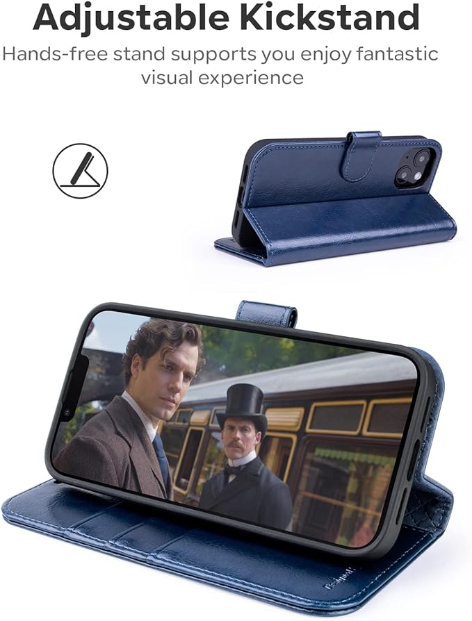 OCASE Compatible with iPhone 14 Wallet Case, PU Leather Flip Folio Case with Card Holders RFID Blocking Kickstand [Shockproof TPU Inner Shell] Phone Cover 6.1 Inch 2022 (Blue)