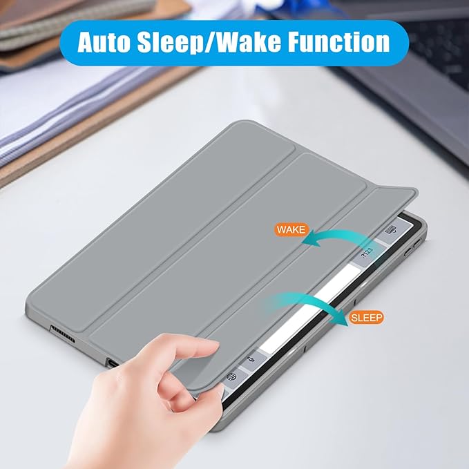 Case for Lenovo Tab P12 12.7 Inch 2023 Tablet, Smart Soft TPU Back Shell Cover with Auto Wake/Sleep Function,Gray