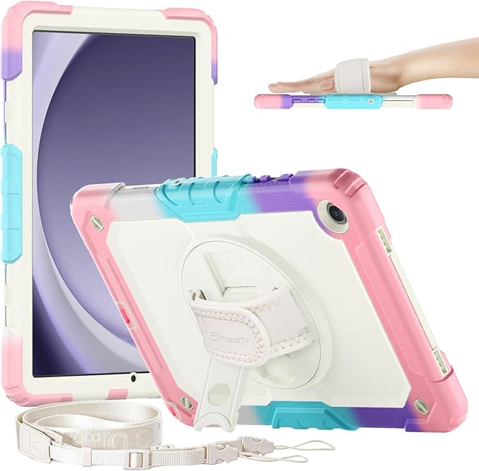 Timecity Case for Samsung Galaxy Tab A9 Plus 11 inch 2024 with Screen Protector for Girls Kids, Shockproof Case for Galaxy Tab A9+ (SM-X210/X216/X218) with Stand Hand/Shoulder Strap- Pink Camo