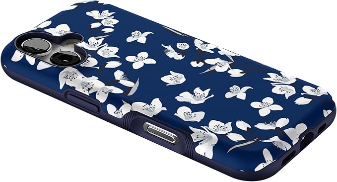 Casely iPhone 17 Case | Floral Forest | Navy Cherry Blossom Floral | Bold Protective Design | Compatible with MagSafe
