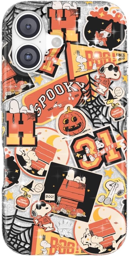 VELVET CAVIAR Case for iPhone 17 | Compatible with MagSafe | 10ft Drop Tested | Protective Designer Cases | Halloween Snoopy Varsity Glitter