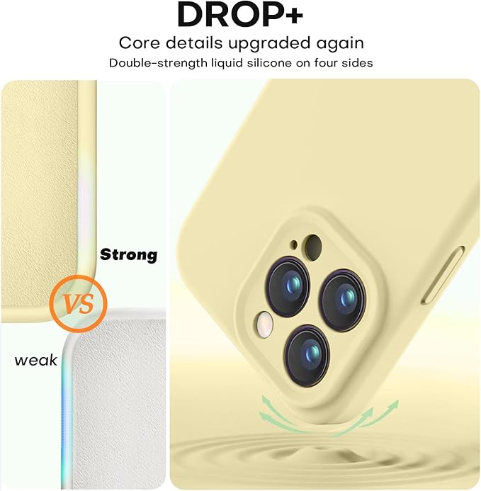 Vooii Compatible with iPhone 13 Pro Max Case, Liquid Silicone Upgrade [Camera Protection] [Soft Anti-Scratch Microfiber Lining] Shockproof Phone Case for iPhone 13 Pro Max 6.7 inch - Creamy Yellow