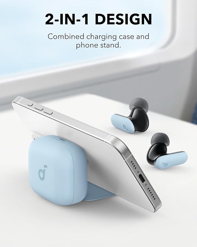Soundcore P30i by Anker Noise Cancelling Earbuds, Strong and Smart Noise Cancelling, Powerful Bass, 45H Playtime, 2-in-1 Case and Phone Stand, IP54, Wireless Earbuds, Bluetooth 5.4 (Blue)