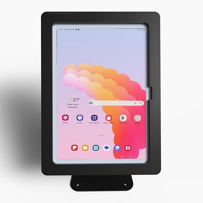 TABcare Anti-Theft Acrylic Case with 360 Rotate 180 Swivel Metal Desktop Stand & 90-Degree USB C Cable for Samsung Galaxy TAB A8 10.5 Tablet (Black, TAB A8 10.5)