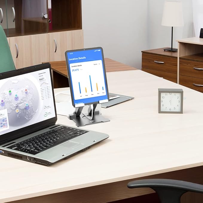 KABCON Adjustable Aluminum Tablet Stand (7-13.5 inch), Compatible with iPad, Surface Pro, FIRD HD 10, Samsung Galaxy Tab E, ASUS Transformer & Other Devices