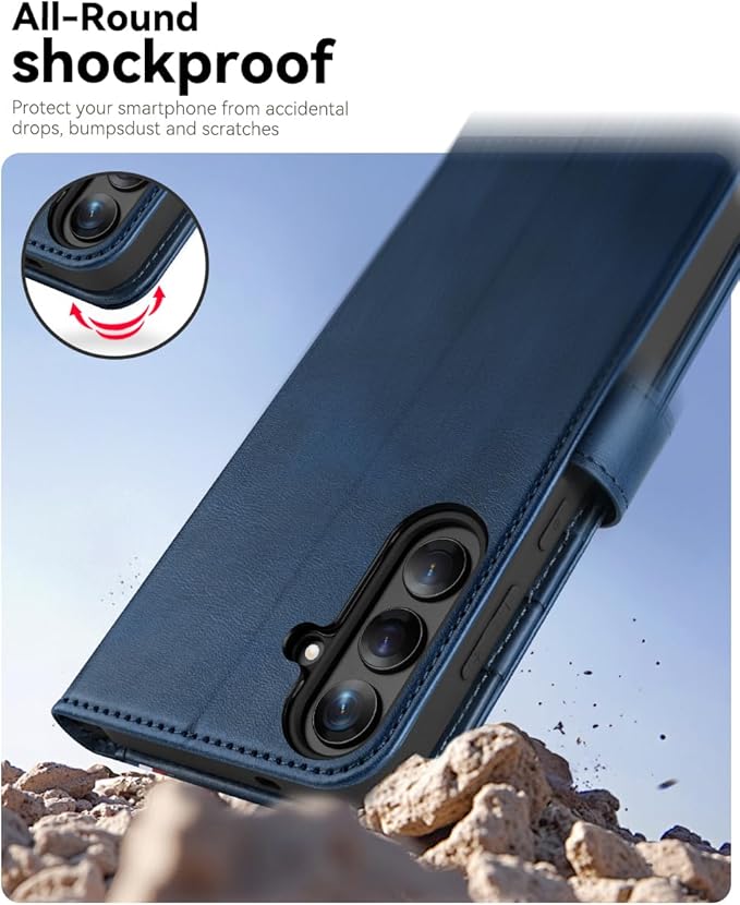 OCASE Compatible with Galaxy S25 Plus Wallet Case, PU Leather Flip Folio Case with Card Holders RFID Blocking Kickstand [Shockproof TPU Inner Shell] Protective Phone Cover 6.7 Inch 2025, Spliced Blue