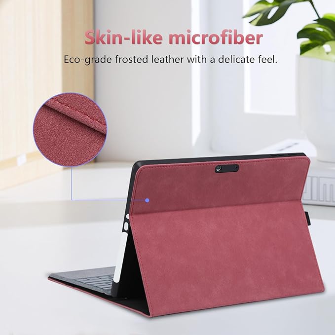 Protective Case for 10-inch Microsoft Surface Go 3/2/1, Multiple Angle Viewing, Slim Lightweight Cover, Stylus Holder, Light Heat Dissation, Compatible with Type Cover Keyboard, Red