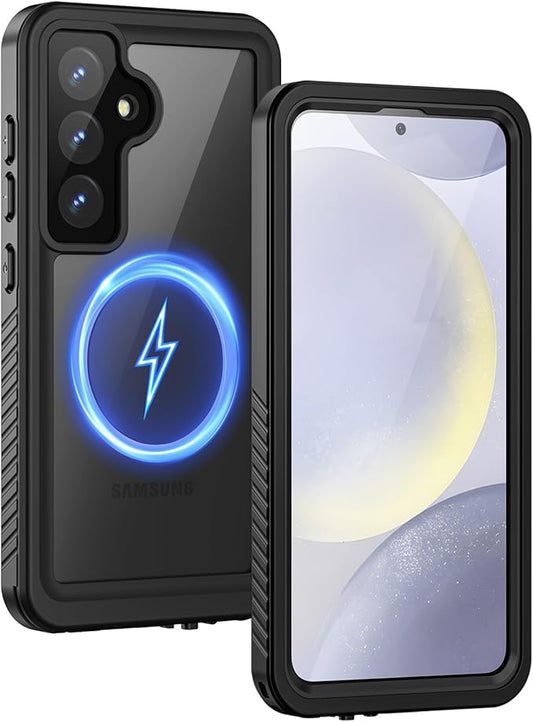 Lanhiem Magnetic for Samsung Galaxy S24 Phone Case, IP68 Waterproof Dustproof, Built-in Screen Protector, Rugged Full Body Shockproof Protective Cover for Galaxy S24 5G 6.2 Inch, Black