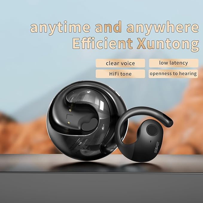 Open Ear Wireless Hanging Earbuds, Ideal for Workout, Non - in - Ear Design with Wireless Connectivity, Sports - Oriented with Ultra - Long Battery Life, Spherical Shape, Black