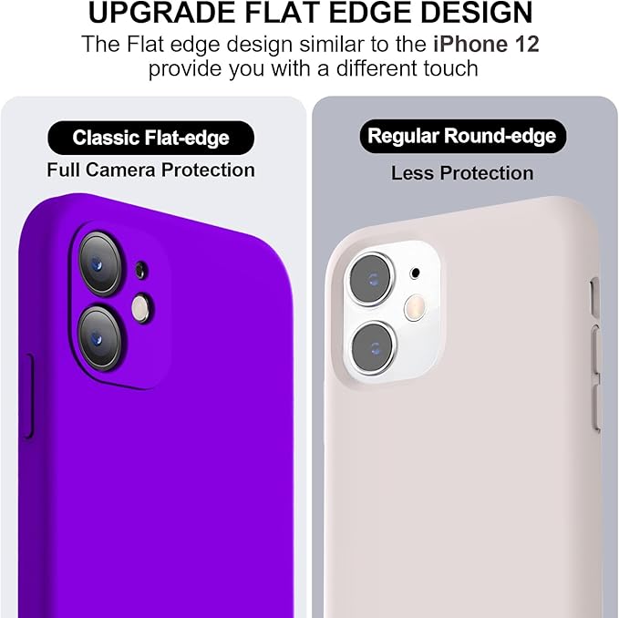 Vooii Compatible with iPhone 11 Case, Upgraded Liquid Silicone with [Flat Edges] [Camera Protection] [Soft Anti-Scratch Microfiber Lining] Phone Case for iPhone 11 6.1 inch - Neon Purple