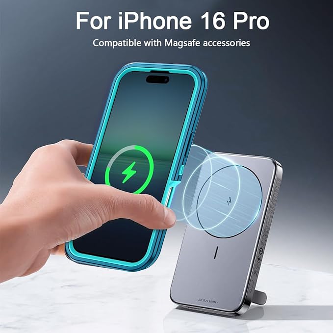 for iPhone 16 Pro Case [Compatible with MagSafe] Shockproof 3-Layer Full Body Protection [Without Screen Protector] Rugged Heavy Duty Cover Case for Apple iPhone 16 Pro 6.3",Turquoise