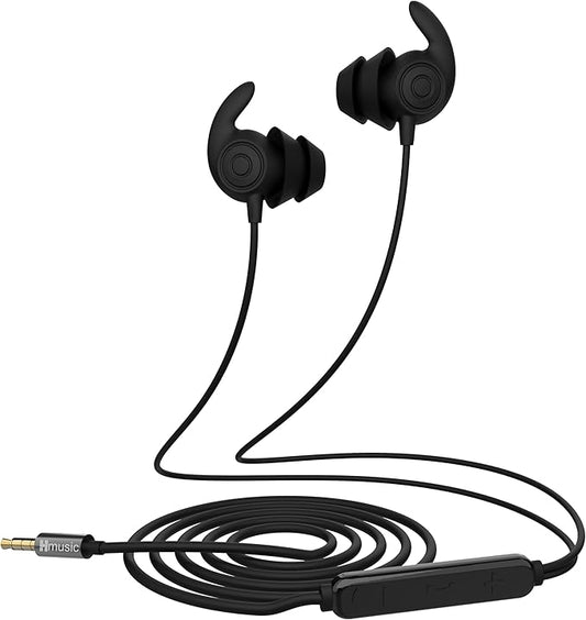 Hmusic Wired Sleep Headphones,3.5mm Wired Sleeping Earbuds,30dB Noise Isolate Sleep Earplugs,2g Lightweight Soft Silicone,Snail Flat Thin Bed Earphones for Air Travel,Work,Audio Book,Meditation