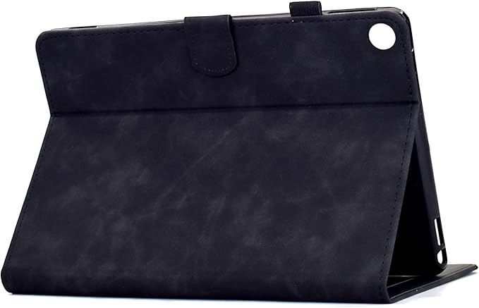 Mandala Flower Case Compatible with Galaxy Tab A9+ Plus 11 Inch 2024 2023 (SM-X210/X216/X218), Cute Elegant Embossed Suede Leather Folio Stand Case Protective Cover with Auto Wake/Sleep, Black