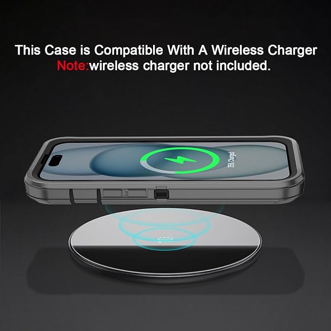 for iPhone 15 Case Shockproof Dust/Drop Proof 3-Layer Full Body Protection [Without Screen Protector] Rugged Heavy Duty Cover Case for Apple iPhone 15 6.1" 2023,Grey/Black