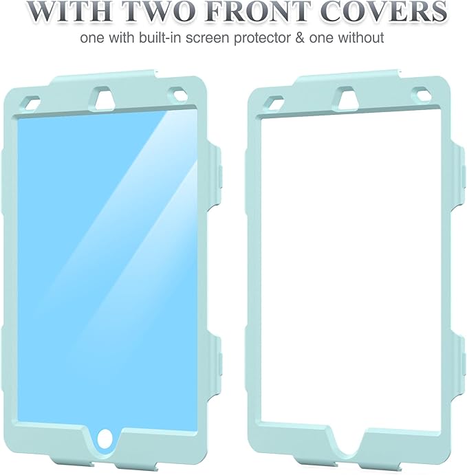 SEYMAC stock Case for iPad 9th/ 8th/ 7th Generation 10.2'', Shockproof with Screen Protector, Pencil Holder [360° Rotating Hand Strap] & Stand, for iPad 10.2 inch 2021-2019 (SkyBlue Camo)