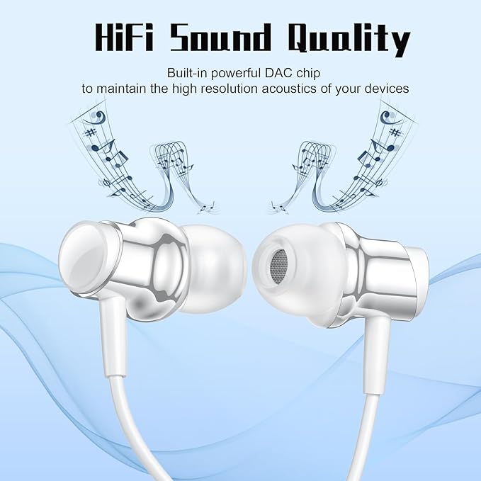 USB C Headphone for Samsung S25 S24 S23 Ultra FE S22 A55 A54 Wired Earbuds Magnetic in-Ear Type C Earphone with Mic Volume Control Stereo Noise Canceling Earbud for iPhone 17 Air 16 15 Pro Max Pixel 9
