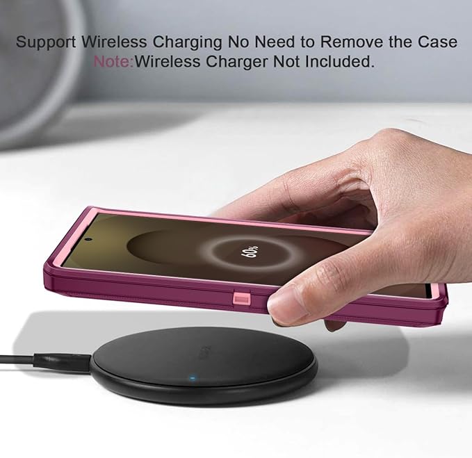 for Samsung Galaxy S25 Ultra Case Heavy Duty Protective Shockproof Dropproof 3-Layer Full Body Protection [Without Screen Protector] Tough Rugged Case for Galaxy S25 Ultra,Purple/Pink