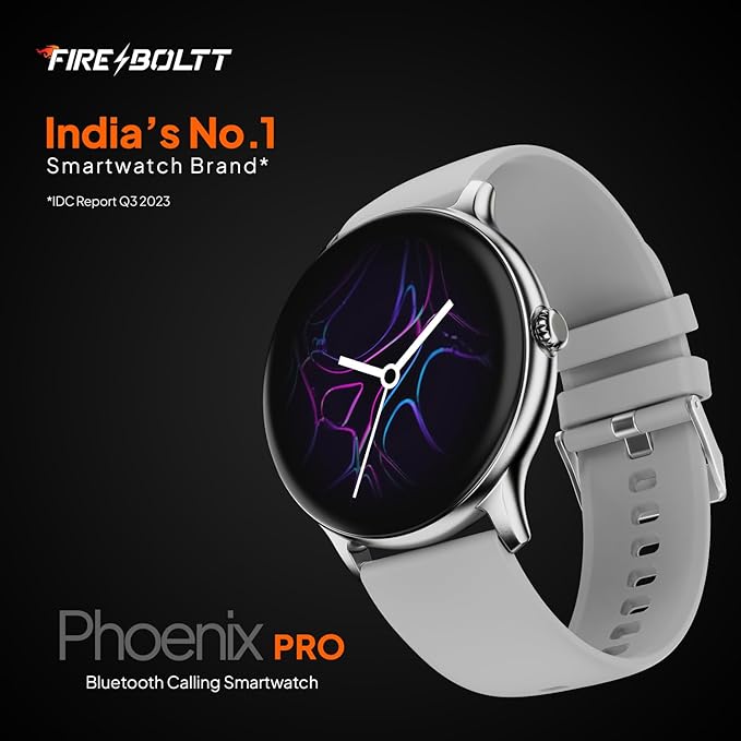 Fire-Boltt Phoenix Pro 35.3mm (1.39 inch) Bluetooth Calling Smart Watch, AI Voice Assistant, Metal Body with 120+ Sports Modes, SpO2, Heart Rate Monitoring. (Silver Grey)