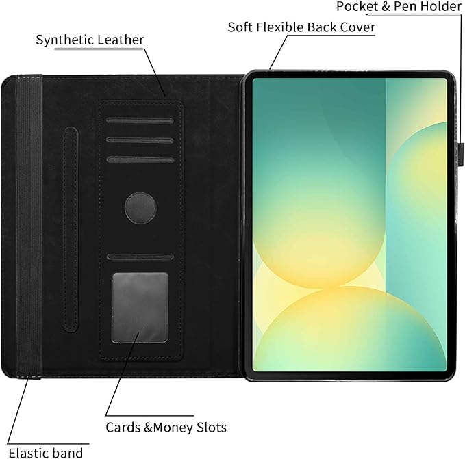 Rotating Case for Samsung Tab S10 Lite /S10 Fe/S9 Fe 10.9 Inch /S9 Tab 360° Rotating Cover Multi-Angle Viewing Stand Auto Wake/Sleep PU Leather Business Folio Protective Cases, Black