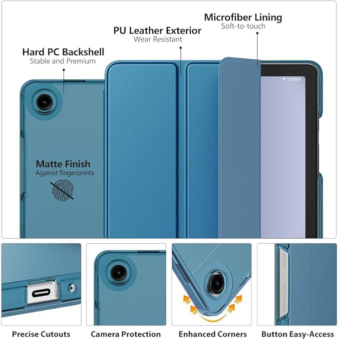 MoKo Case for Galaxy Tab A9+/A9 Plus 11 inch 2023, Slim Stand Protective Smart Cover with Hard PC Translucent Back Shell for Tab A9 Plus Tablet (SM-X210/X216/X218), Auto Wake/Sleep, Peacock Blue