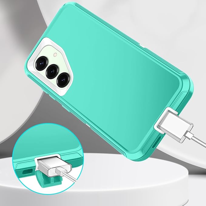 for Samsung Galaxy S25 Plus Case Heavy Duty Protective Shockproof Dropproof 3-Layer Full Body Protection [Without Screen Protector] Tough Rugged Case for Galaxy S25 Plus,Teal/White