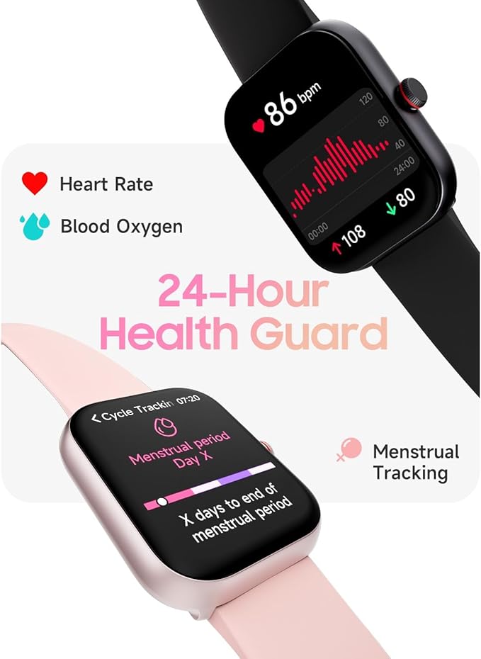 Smart Watch for Women, Answer/Make Calls, 1.91" HD Screen Fitness Watch with Alexa, 100 Sports, Heart Rate and Sleep Tracking, IP68 Waterproof, Smartwatch Compatible Android iOS, Light Pink