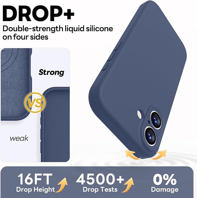 Vooii Magnetic Compatible with iPhone 17 Case (Compatible with Magsafe) (Upgraded Camera Protection) Liquid Silicone Shockproof Full Body Protective Phone Cover for Women Men, Navy Blue, 6.3"