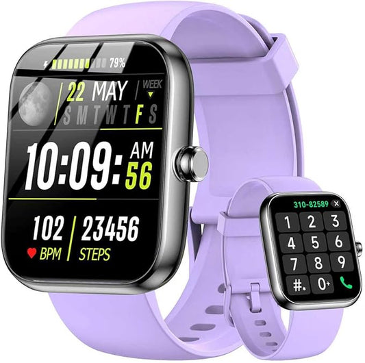 Smart Watch with Alexa Built-in, 1.83" HD Touchscreen & Fitness Tracker with Message Call Function, 24/7 Heart Rate/Sleep Monitor, 120+ Sport Modes, IP68 Waterproof, for Android iPhone (Purple)