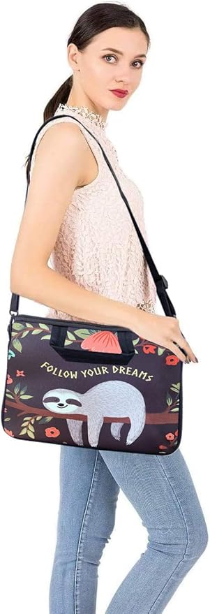 RICHEN 11 11.6 12 12.5 13 inches Laptop/Chromebook/Notebook PC Messenger Bag Tablet Travel Case Neoprene Handle Sleeve with Shoulder Strap (11-13.3 inch, Sloth)