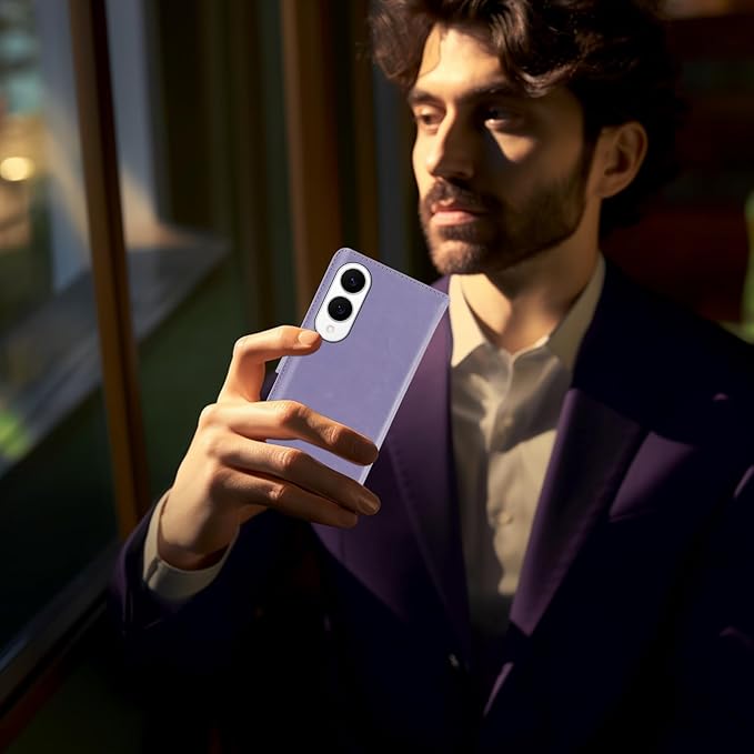 MONASAY Wallet Case Fit for Samsung Galaxy S25 Edge 5G，[Lens & Glass Screen Protector] [RFID Blocking] Flip Folio Leather Cell Phone Cover with Credit Card Holder, 6.7 inch, Lavenders